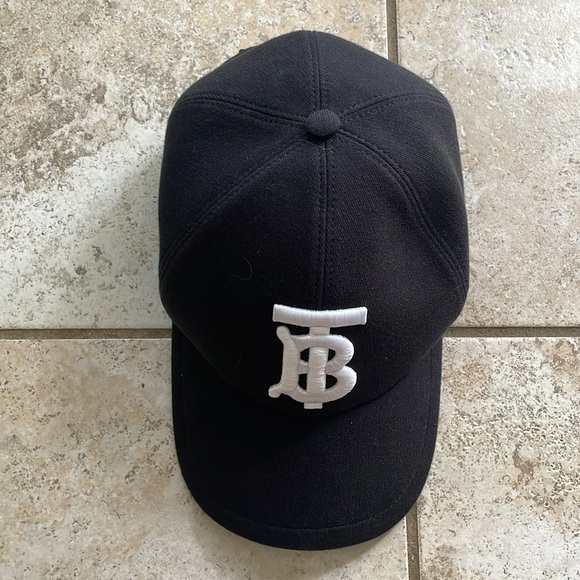 Burberry Embroidered TB Monogram Twill Baseball Cap Black - Picture 3 of 14